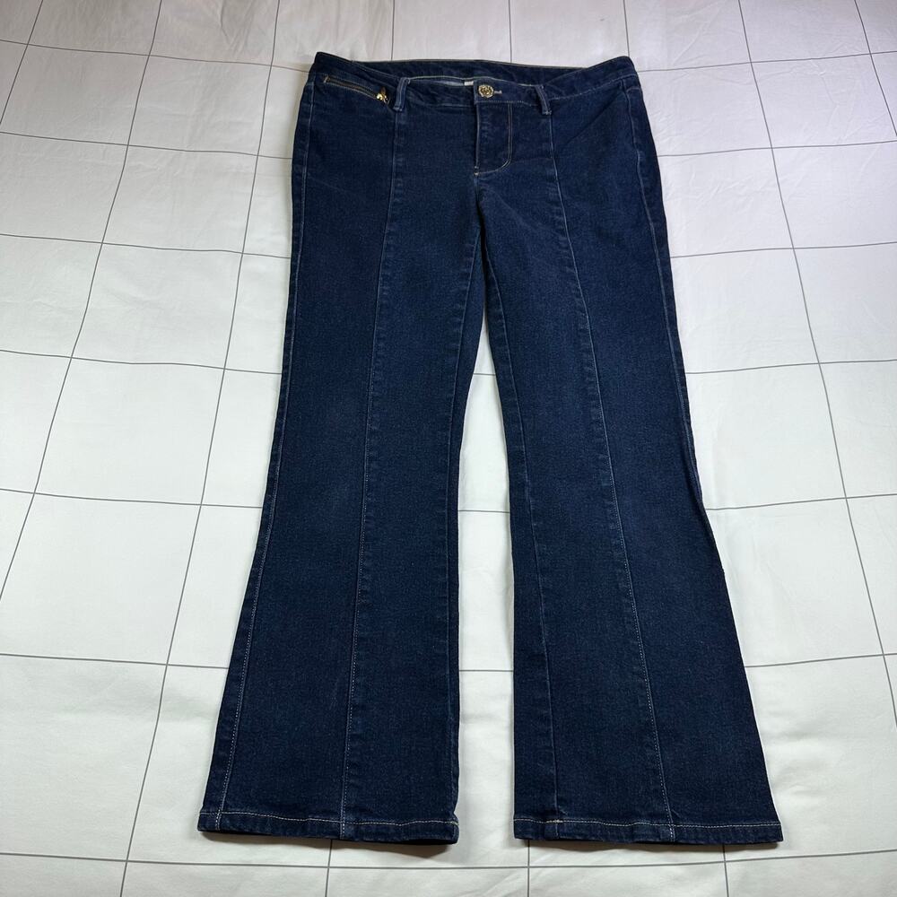 Spartina 449 Jeans Womens 8 Blue Mallory Kick Flare Seam Dark Wash Stretch Denim